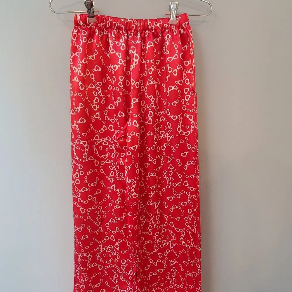 Two Pair Valentine Heart Design Lands' End Pajamas Girls